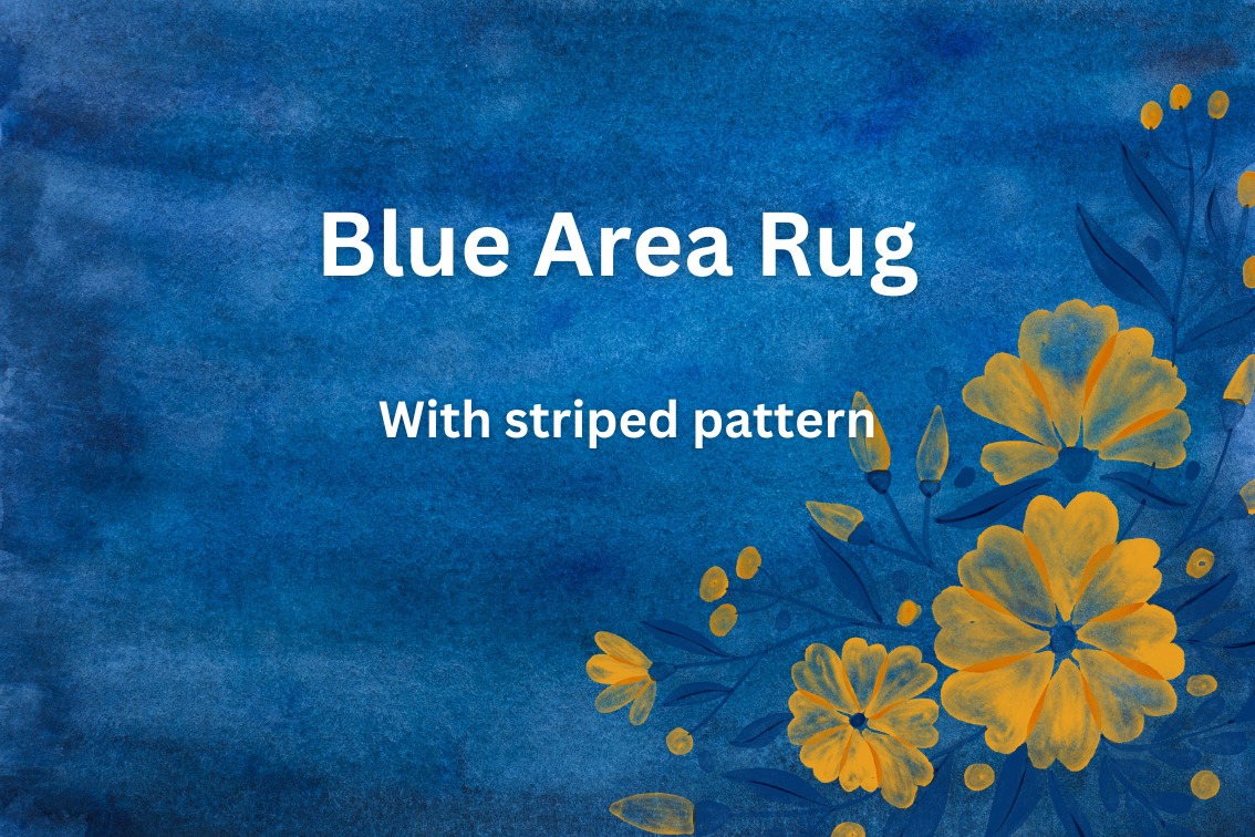 Blue rug with striped pattern