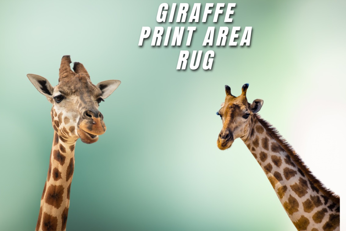 Blue Area Rug with Giraffe Animal Print