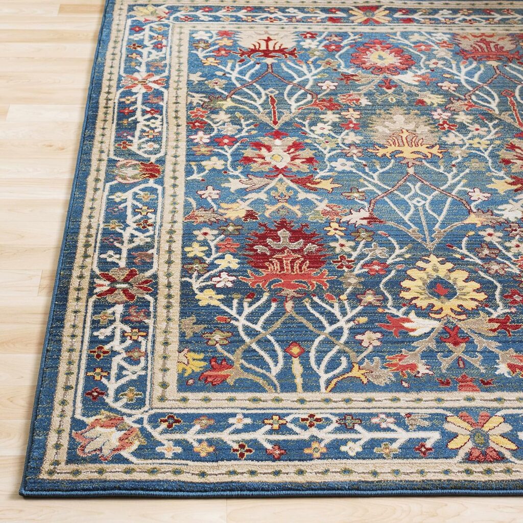 Bright red, blue and white multi-color area rug